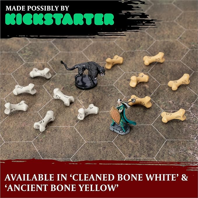 D4 Dice Set - Set of Six 4 Sided Dice - Skull & Bone Themed RPG Dice. Cool & Unique Gift and Compatible with Dungeons & Dragons (DND), D&D, Pathfinder, D and D. (Ancient Bone Yellow)