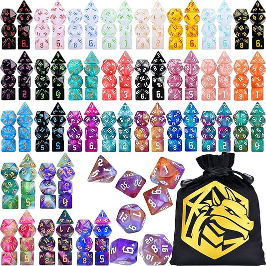 RPG Dice Sets 30 X 7-Die DND Polyhedral Dice (210pcs) with a Large Drawstring Bag for Dungeons and Dragons Tabletop Role Playing Games