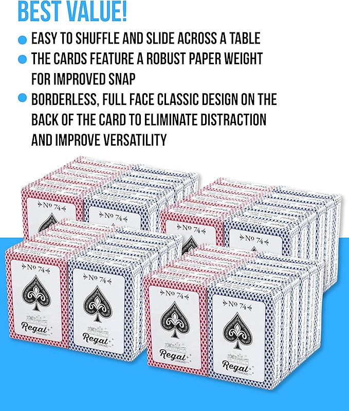 Regal Games - Bulk Playing Cards Set for Adults & Professionals - 48 Standard Decks, Large Print Deck of Cards - Blackjack, Euchre, Canasta, Poker Cards - Fun & Travel Playing Cards