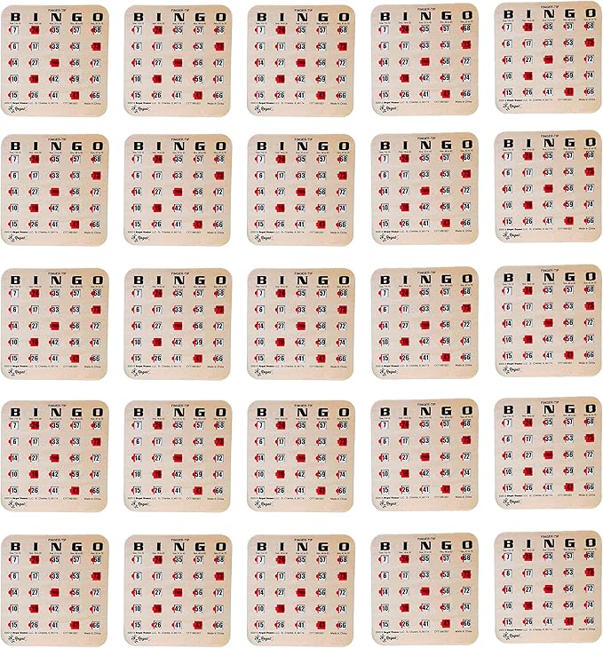 Regal Bingo Bulk Bingo Cards with Sliding Windows - Reusable Large Print Bingo Game Cards for Adults Large Group - 25 Pack, Woodgrain