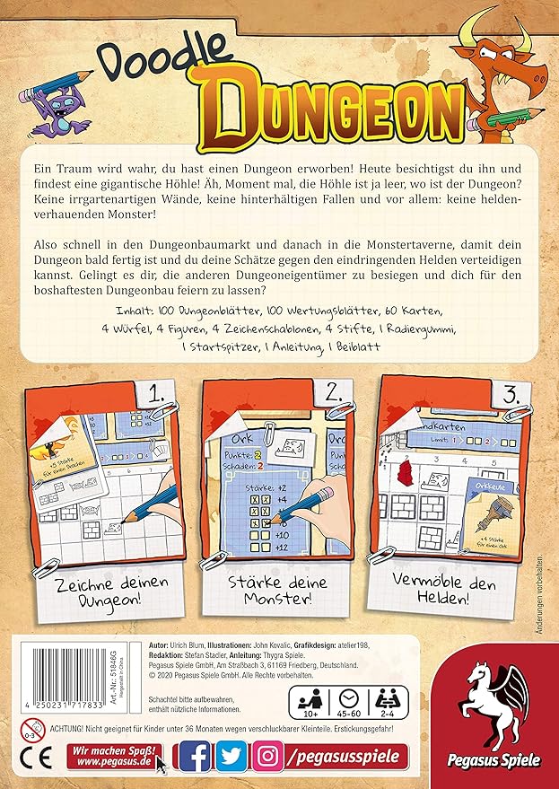 Pegasus Spiele 51846E - Doodle Dungeon , White