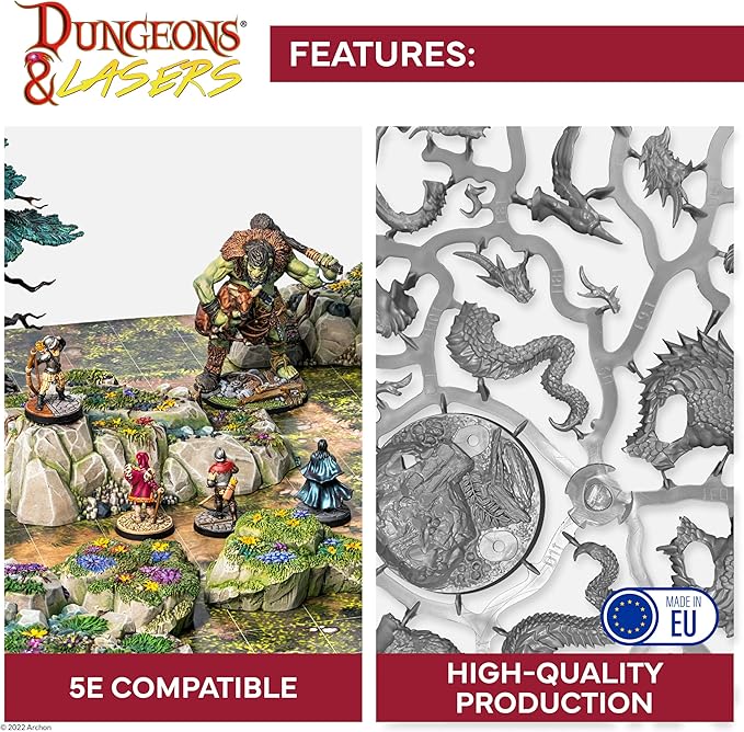 Dungeons & Lasers Modular River DND Terrain - 8 Pieces with Clear Plastic for Realistic Water Effect - for D&D and 5E Compatible Tabletop RPG Games - Unpainted and Unassembled - Ages 14 Years and up