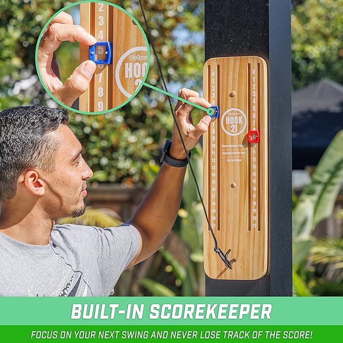 GoSports Hook 21 Ceiling Mount Ring Swing Game - Choose Your Color - Play Indoors or Outdoors