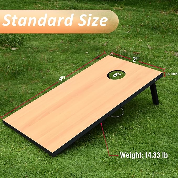 Cornhole Set, Tailgate/Regulation Size Cornhole Boards with 8 Bean Bags and Carrying Case, 3x2/4x2 Corn Hole Outdoor Game Toss Board for Adults Outside Activities