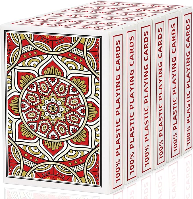 6 Pack Playing Cards Bulk,Plastic Playing Cards Waterproof Poker Size Cards Professional, Jumbo Index Large Print for Adults and Seniors,6 Decks of Cards for Fun Card Games