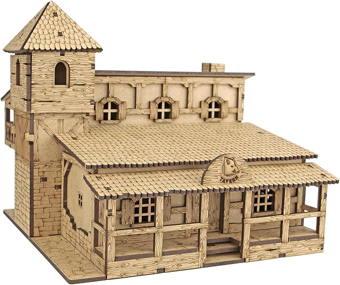 TowerRex Tavern DND Terrain 28mm - Fantasy Miniature for Warhammer, Pathfinder and D&D Tabletop Games