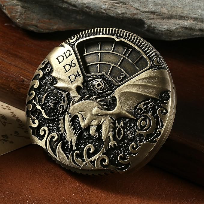 Spinner DND Dice DNDND 7-in-1 Spinner Metal D&D Dice Set with Gorgeous Gift Box for Dungeons and Dragon and Tabletop Game (Brass)