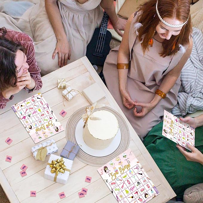 Spa Games Bingo Cards, Sleepover Theme Bingo Game, Beauty Game for Family Friends Large Multiplayer Group Activities, Slumber Party Birthday Favors Gifts -08