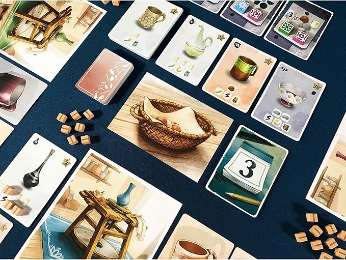 Pencil First Games: Sunrise at The Studio - Pottery Set Collection & Drafting Board Game, Cozy Small Box, Solo Mode, Ages 14+, 1-4 Players, 20 Min