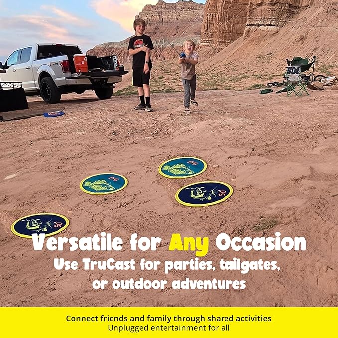 TruCast Fishing Game, Lightweight and Portable Kids Fishing Game with 4 Foldable Fish Targets, Kids Fishing Rod, Easy to Set Up, Perfect for Backyard Parties, Camping Trips, Beach Vacations