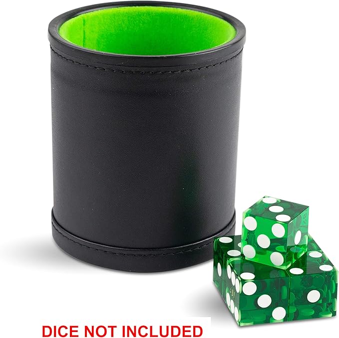 Leather Dice Cup for Board Games, Green Felt Lining