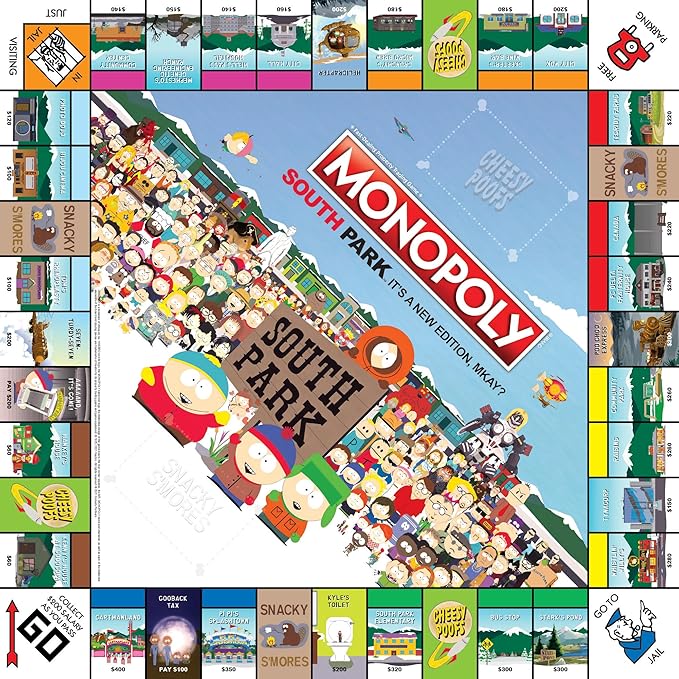 Monopoly South Park | Based on Comedy Central South Park Show | Featuring Familiar Locations, Episodes, and Characters | Officially-Licensed & Collectible Monopoly