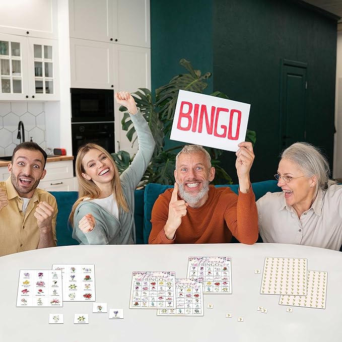 Flowers Bingo Game - Blush Pink Floral Bingo Card - 24 Players Bingo Game Set Indoor Outdoor Activities - Tea Party, Bridal Shower, Birthday Party Favors Supplies -A02
