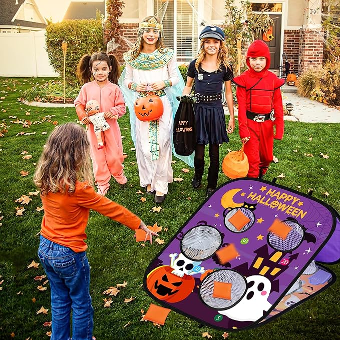 Halloween Games for Kids Party, Spooky Grim Reaper Bean Bag Toss Games Halloween Party Games Favors Carnival Games for Kids School Classroom Fall Festival Games Outdoor Indoor Trunk or Treat Gifts (1)