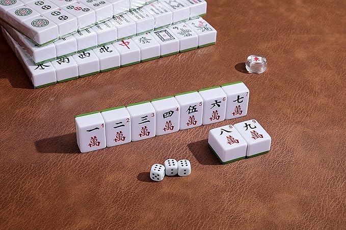 Mose Cafolo Professional Chinese Mahjong Game Set 146 Numbered Large Size Tiles with Carrying Travel Case, Complete Mahjong Tiles Set (Majiang, Mah-Jongg, Ma Jong)