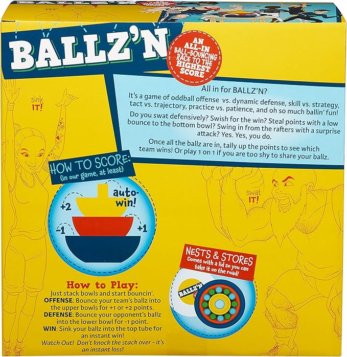 Ballz'n | The Fast Paced Pong Ball Bouncing Trick Shots Game for Tipsy Adults and Family Game Night | Fun Family Board Game Floor Game Party Game Adult Game | Portable and Easy Storage | 2-6 Players