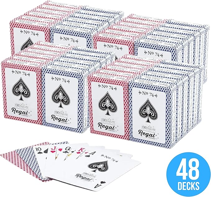 Regal Games - Bulk Playing Cards Set for Adults & Professionals - 48 Standard Decks, Large Print Deck of Cards - Blackjack, Euchre, Canasta, Poker Cards - Fun & Travel Playing Cards