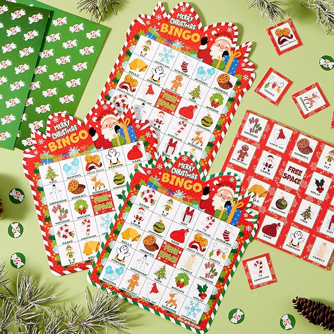 JOYIN 30 Players Christmas Bingo Cards, Xmas Bingo Game for Kids Family Activities, Holiday Winter Bingo Cards for Party Card Games, School Classroom Indoor Party Games