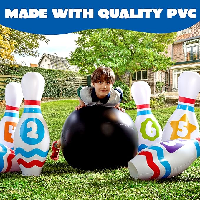JOYIN Giant Inflatable Bowling Set for Kids and Adults, Christmas Birthday Party Games, Kids Education Motor Skills Toys