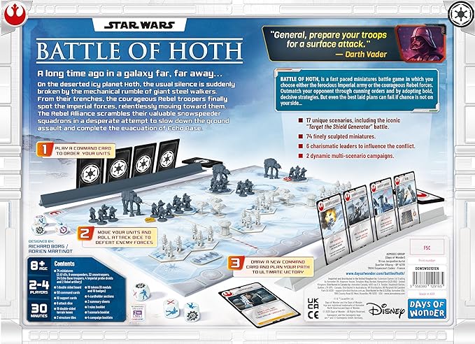 Asmodee Star Wars: Battle of Hoth Board Game - Command The Imperial Army or Rebel Forces in a Fast-Paced Miniatures Strategy Game, Ages 8+, 2-4 Players, 30 Minute Playtime
