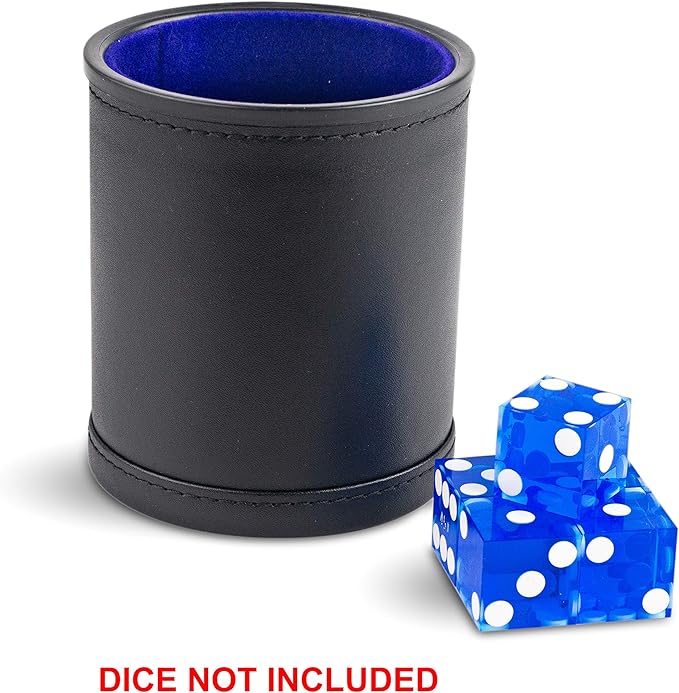 Leather Dice Cup for Board Games, Navy Blue Felt Lining