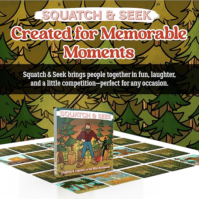 Prolific Games Squatch & Seek – A Hilarious Combat Memory Card Game of Lumberjacks and Sasquatch – Fun for Families & Game Nights – Fast-Paced Strategy for Ages 8+
