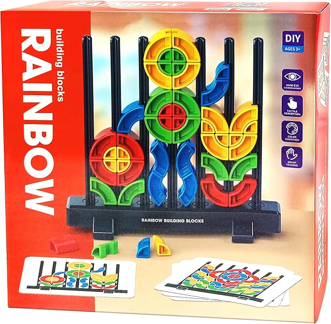 rokt&razo Creative Building Block Set for Toddlers, 30 Pattern Cards, Open-Ended Play Toy for Sensory Development and Problem Solving Skills