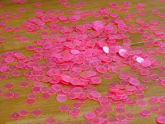 Regal Bingo Plastic Bingo Chips 1000 Pcs - Clear Transparent Counters Game Chips Set for Board Game - Fun Family Bingo Night - 3/4 Inch Pink Color