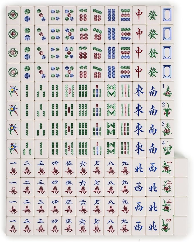 Yellow Mountain Imports Classic Chinese Mahjong Game Set, Emerald with 148 Medium-Size Translucent Green Tiles and Wooden Case