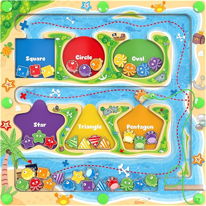 Magnetic Color & Shape Maze - Montessori Toys for 3 4 5 Year Old, Color and Shape Sorting Toys, Montessori Toys for Kids Boys Girls Gifts Ages 3+，Preschool Learning Activities