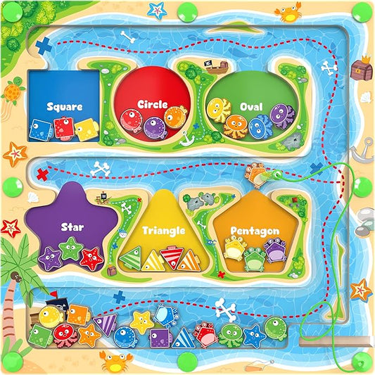 Magnetic Color & Shape Maze - Montessori Toys for 3 4 5 Year Old, Color and Shape Sorting Toys, Montessori Toys for Kids Boys Girls Gifts Ages 3+，Preschool Learning Activities