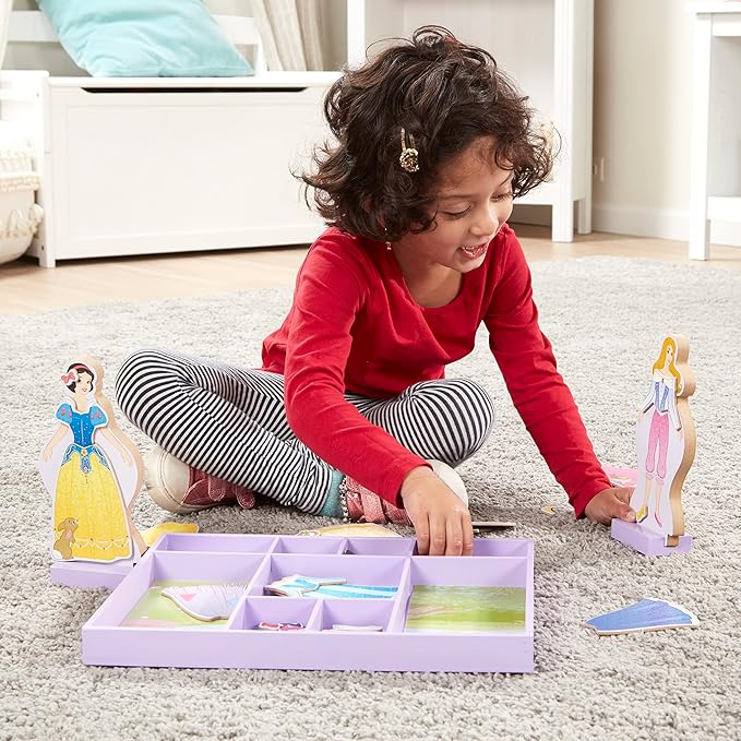 Melissa & Doug Disney Sleeping Beauty and Snow White Magnetic Dress-Up Wooden Doll Pretend Play Set (40+ pcs)