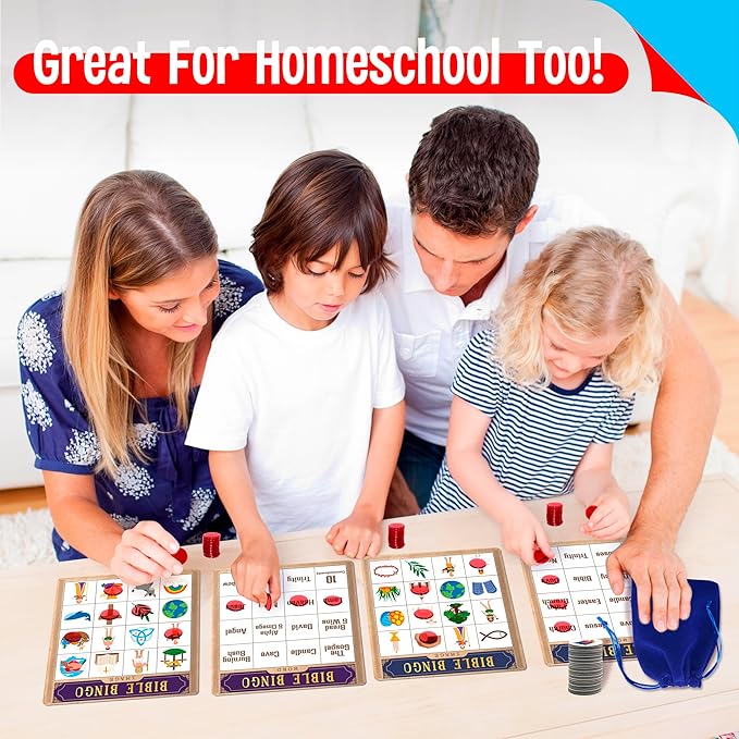 SpriteGru Bible Bingo Game, Multiple Players Bingo Game for Christian, Bible School Kids Christian Sunday Church