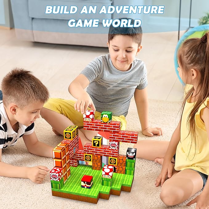 Magnetic Blocks, 110Pcs Build 3D Magnet Building Toys World with Magnet Tiles, STEM Kids Sensory Toy, Toy Magnetic Building Set Xmas Gift for Age 3 4 5 6-10 Year Old Boys Girls
