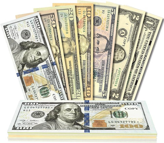 140 PCS Fake Money for Kids Pretend Play - Play Money for Teaching, Prop Money for Board Game, Moive, Magic