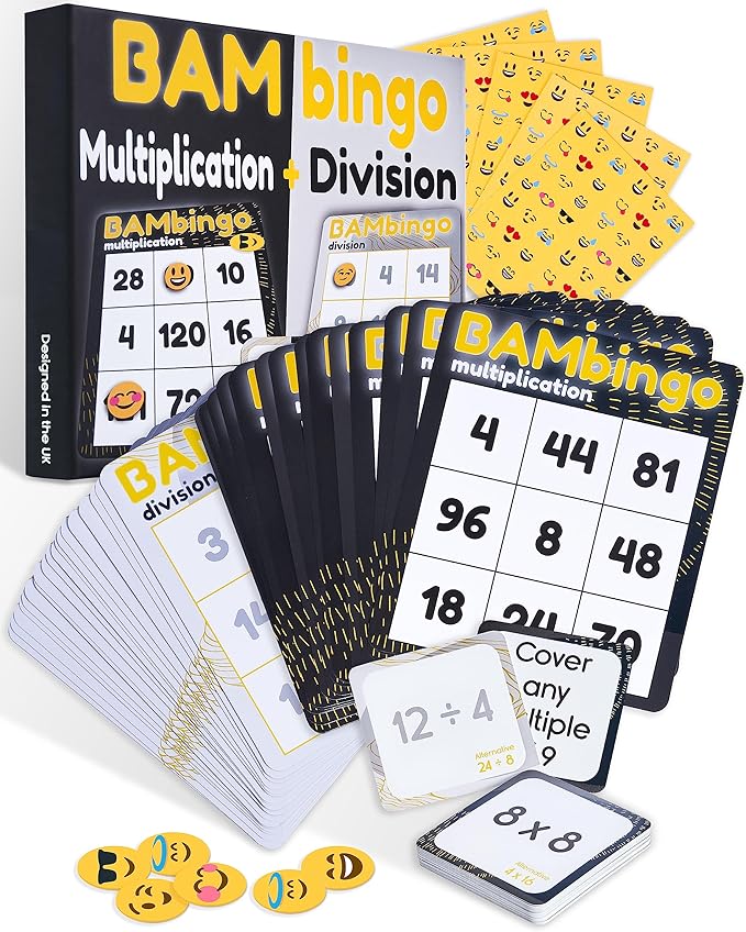 Multiplication and Division Facts Bingo Game - 3rd 4th & 5th Grade Educational Math Learning for Classroom & Homeschool