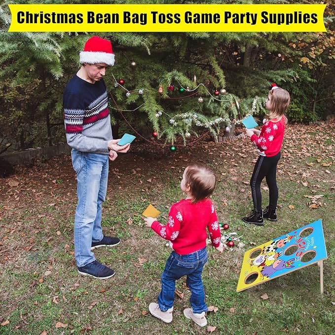 24 x 17 Inch Large Christmas Toss Game Happy Birthday Jesus Bean Bag Game with 6 Bags Religious Christmas Party Favor for Church Sunday School Classroom Family Yard Indoor Outdoor Party Supplies