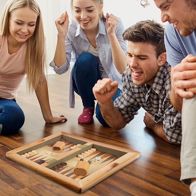 Hey! Play! 3-in-1 Chess, Backgammon, and Checkers Set – Wooden Board Game Set Folds for Practical Storage and Transport – Travel Board Games by Trademark Games