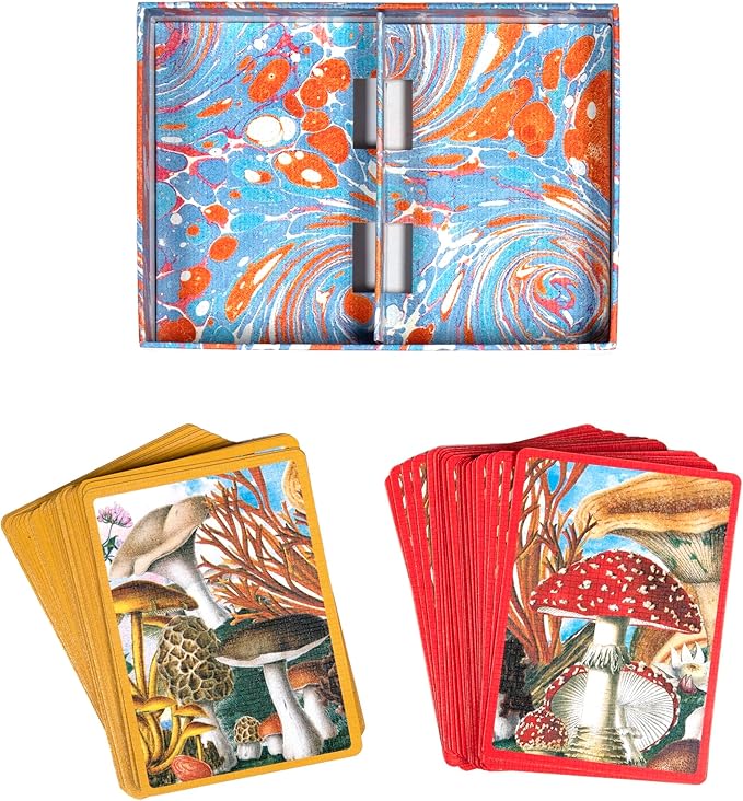 eeBoo Piece & Love: Mushroom Playing Cards - Includes 2 - 52 Card Decks, Traditional Decks with Beautiful Artwork & Gilded Edges