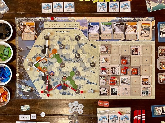 Alpenglow: The Ski Resort Board Game | Fun Strategy Game for Adults and Teens | 2-5 Players | Includes Apres Ski Expansion