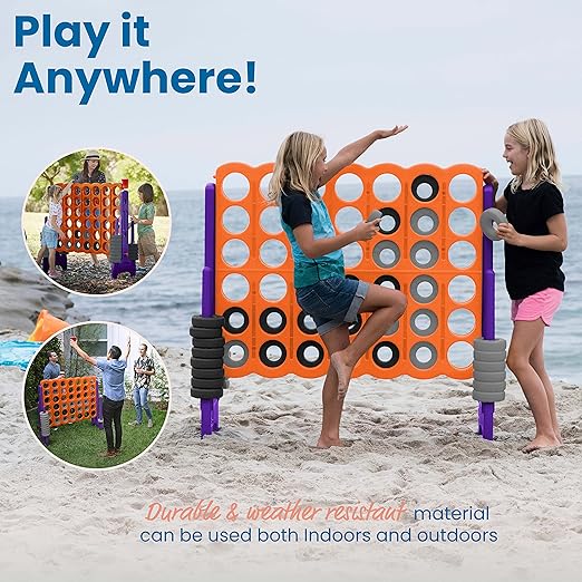 ECR4Kids Jumbo 4-To-Score, Giant Game, Orange, Purple