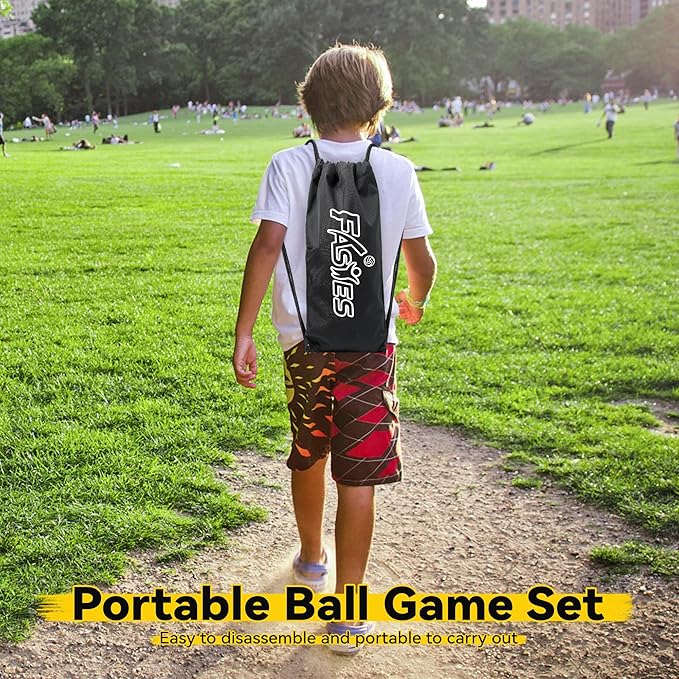 Outdoor Beach Ball Game Includes 3 Balls, Net and Carrying Bag -Roundnet Game Set for Adults, Kids, and Family - Perfect for Beach, Yard, Lawn, Backyard, and Park