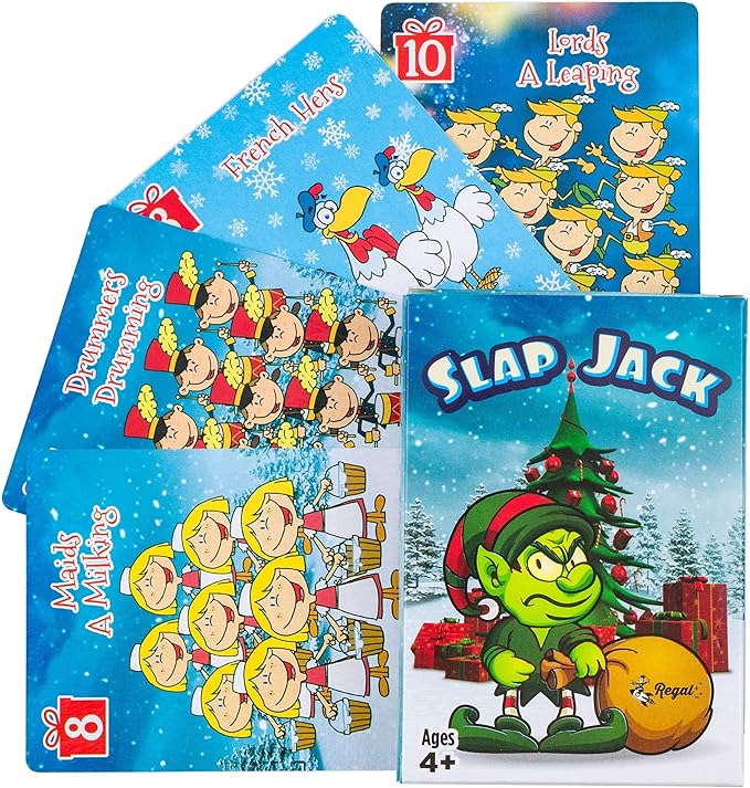 Regal Games Card Games for Kids - Go Fish, Crazy 8's, Old Maid, Slap Jack, Monster Memory Match, Snowball Fight - Holiday-Themed, Simple & Fun Classic Family Table Games - Games May Vary (6 Set)