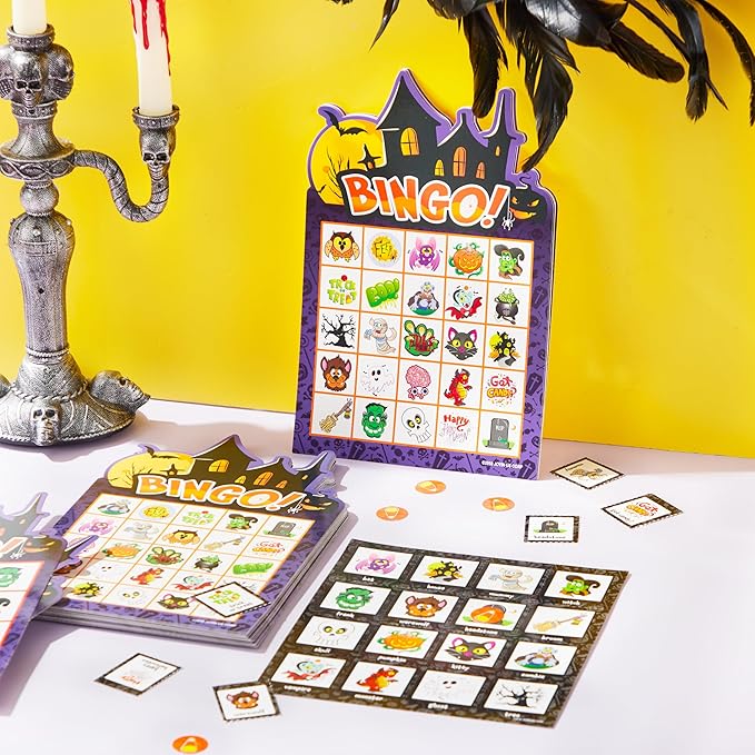 JOYIN 32 Players Halloween Bingo Game, Kids Bingo Cards Set for Large Group School Classroom Family Activities, Halloween Party Games, Halloween Party Supplies Card Game