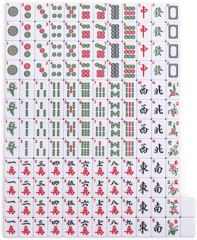 Yellow Mountain Imports "Bamboo Oasis Chinese Mahjong Set with 146 Small Tiles and Red Vinyl Case — for Chinese Style Gameplay Only [「竹林綠洲」中國麻將]