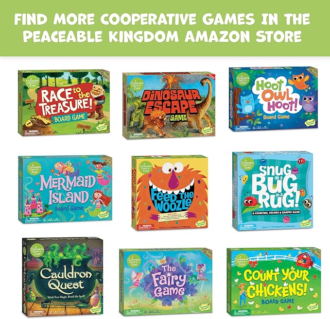 Peaceable Kingdom Feed The Woozle Cooperative Game for 2 to 5 Kids Ages 3+ - Learn Social Skills While Completing Physical Challenges