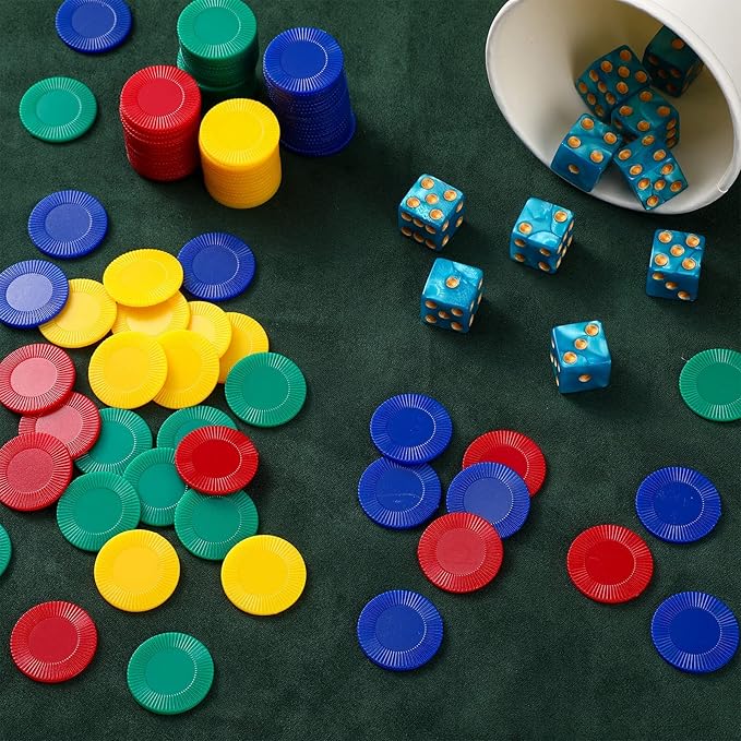 Skylety 400 Pieces Plastic Poker Chips Game Chips 4 Colors Counter Card for Kids Game Playing Learning Math Counting Bingo Game Blank Chips Card for Kids Reward