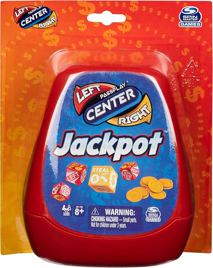 The Game of Left Center Right, Jackpot Dice Game Small Group or Large Party Family Travel Board Game, for Kids & Adults Ages 8 and up