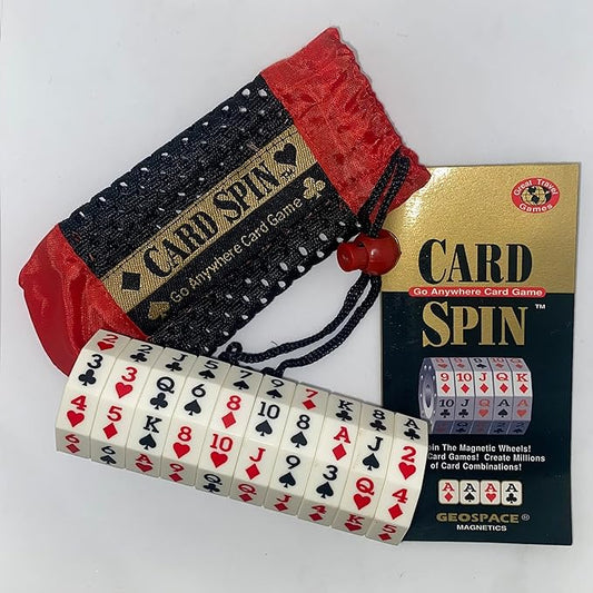 Geospace The Original Handheld Magnetic Spin Game, Take-Along Travel Edition with Storage Pouch (Card Spin)