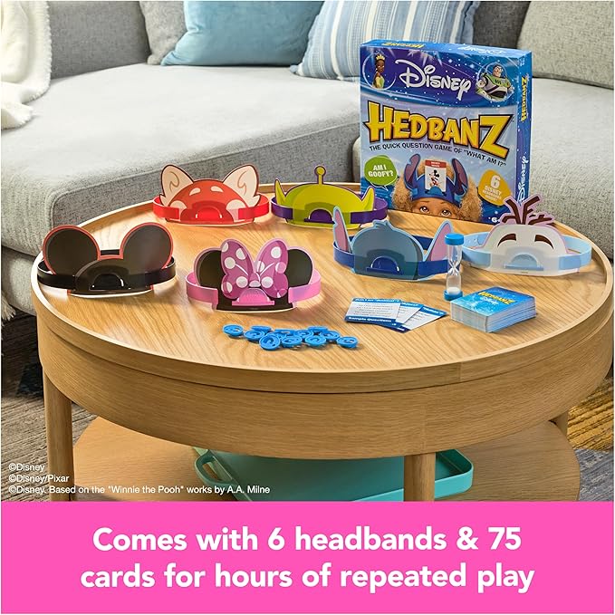 Spin Master Games, Disney Hedbanz, The Hilarious Meme Picture Guessing Game with Popular Disney Characters, 2-6 Players for Ages 6 & Up